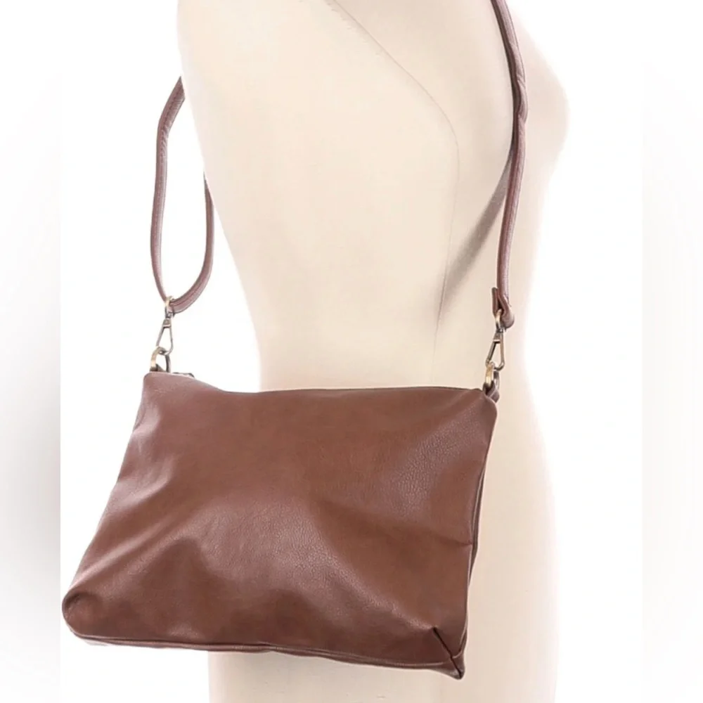 Joy Susan Crossbody Bag Vegan Leather Brown - Picture 1 of 5
